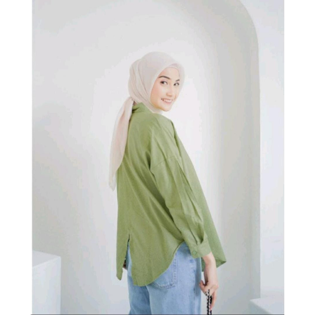 Kemeja wanita Oversize linen / Kumeja Linen Nelka Shirt