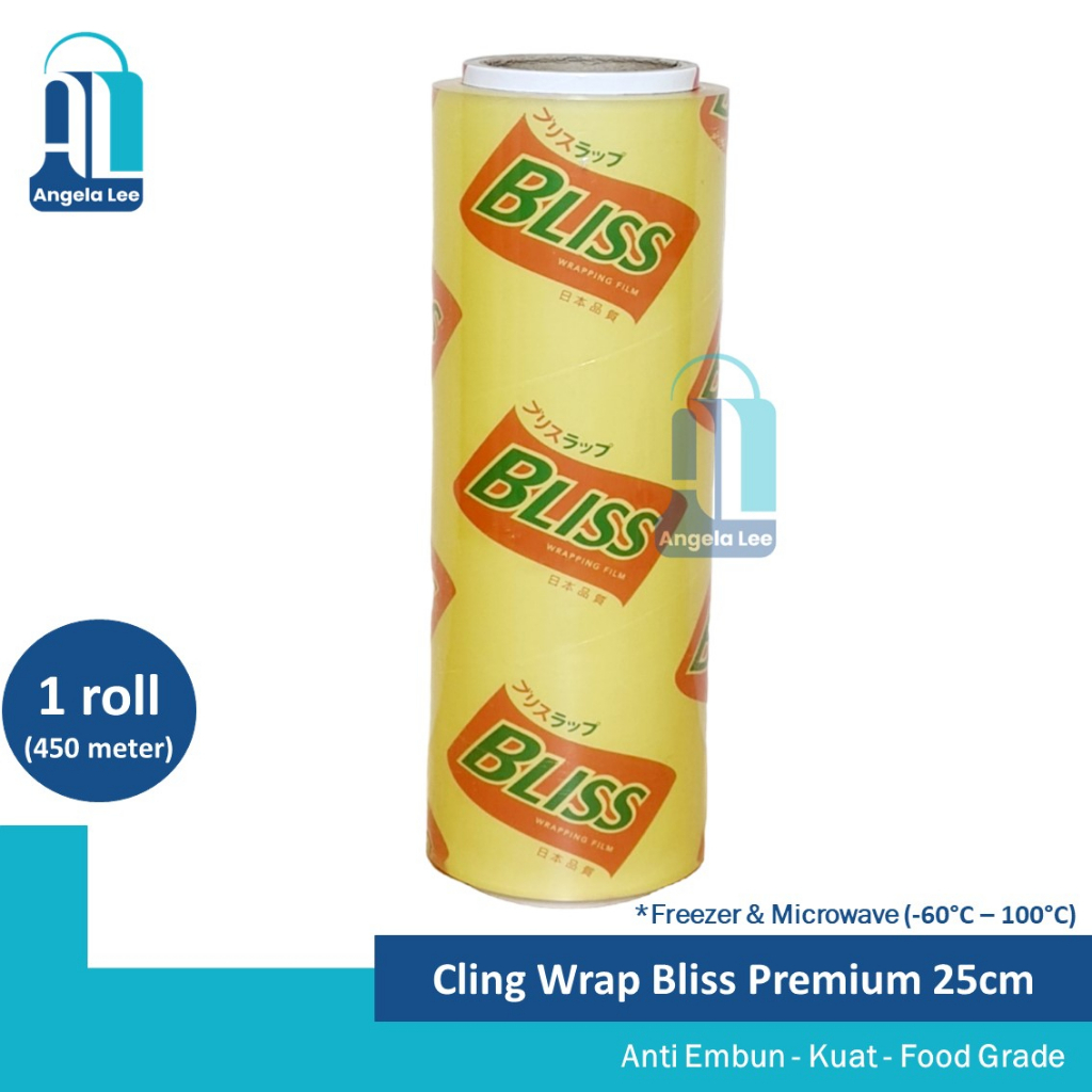 Bliss Cling Wrap Roll 25cm Premium Freezer Microwavable Foodgrade Panas Dingin 450m