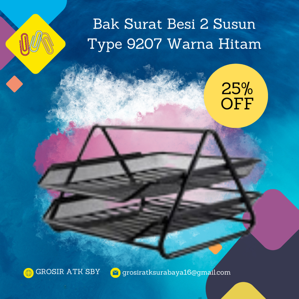 

Bak Surat 2 Susun Besi Type 9207 Warna HItam