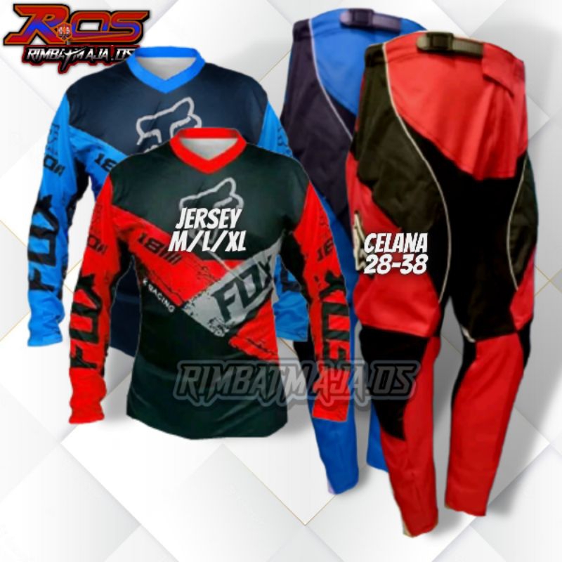 Baju Trail Motocross Set Adventure Dewasa/Paket Setelan baju balapTrail Set Sepatu/Baju Set Celana M