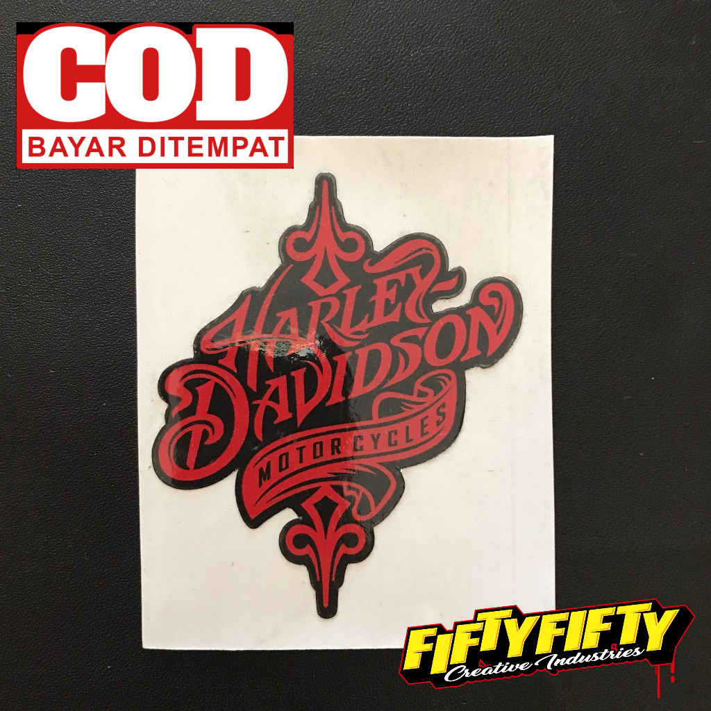 Stiker Print Cut HARLEY DAVIDSON Stiker Printing Laminasi Glossy Stiker Motor Mobil Helm Sudah Membentuk Pola Desain