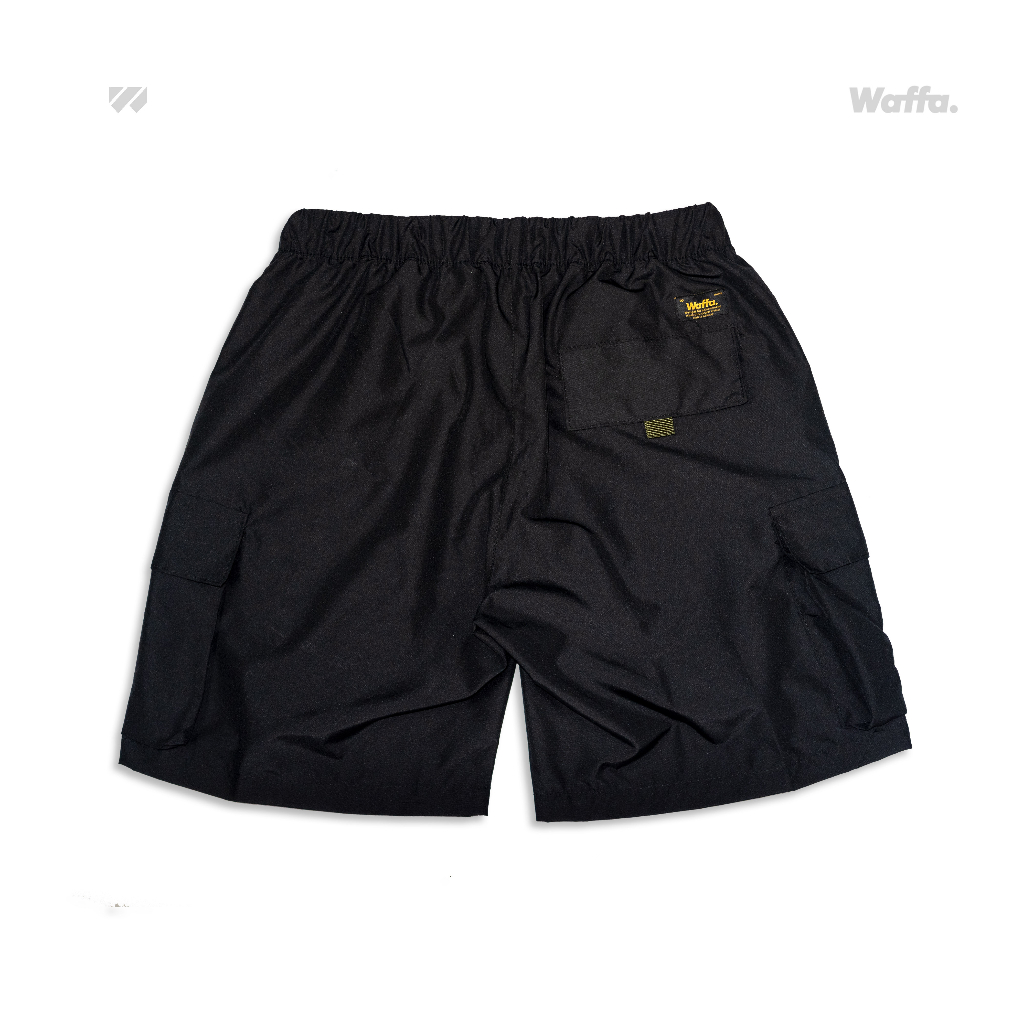 Boardshort Cargo Academica Waffa Hitam Army Polyester