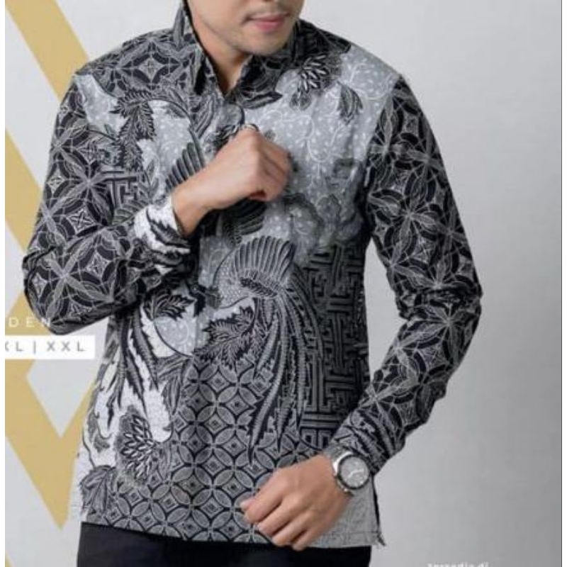 Kemeja Baju Batik Pria Lengan Panjang Hem Atasan Motif Kanuragan