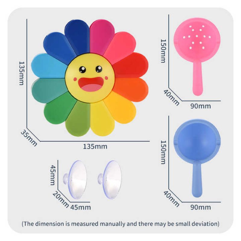 Mainan Sensory Anak Spinner Sunflower Water Play with Suction Bath Toys Mainan Gasing Mandi Air Bathtub Colorful Gangsing Dekorasi Kamar Kado Ulang Tahun Anak