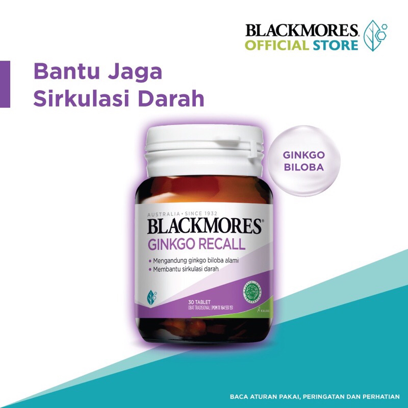 Blackmores Ginkgo Recall 30 tablet / Kemasan baru Ginkgo Action isi 40 untuk meningkatkan daya ingat atau konsentrasi