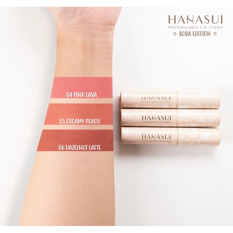 HANASUI - Lip Cream Mattedorable Boba Edition Tintdorable Lip Tint Stain Matte Transferproof Longlasting Tahan Lama Viral BPOM