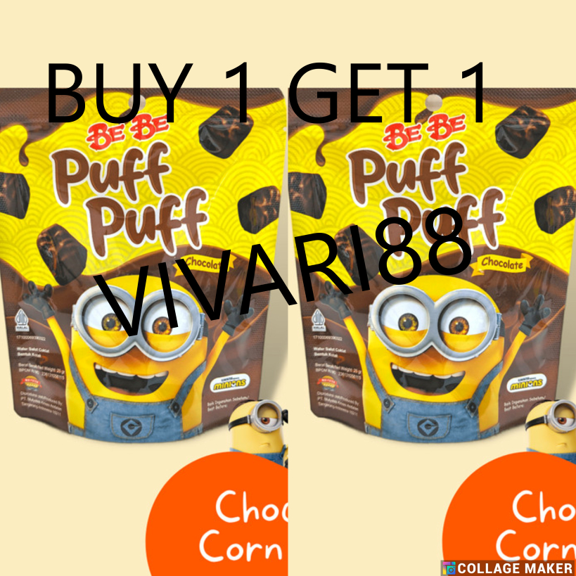 BeBe Puff Puff Minions Chocolate Corn Puff Snack 25gr