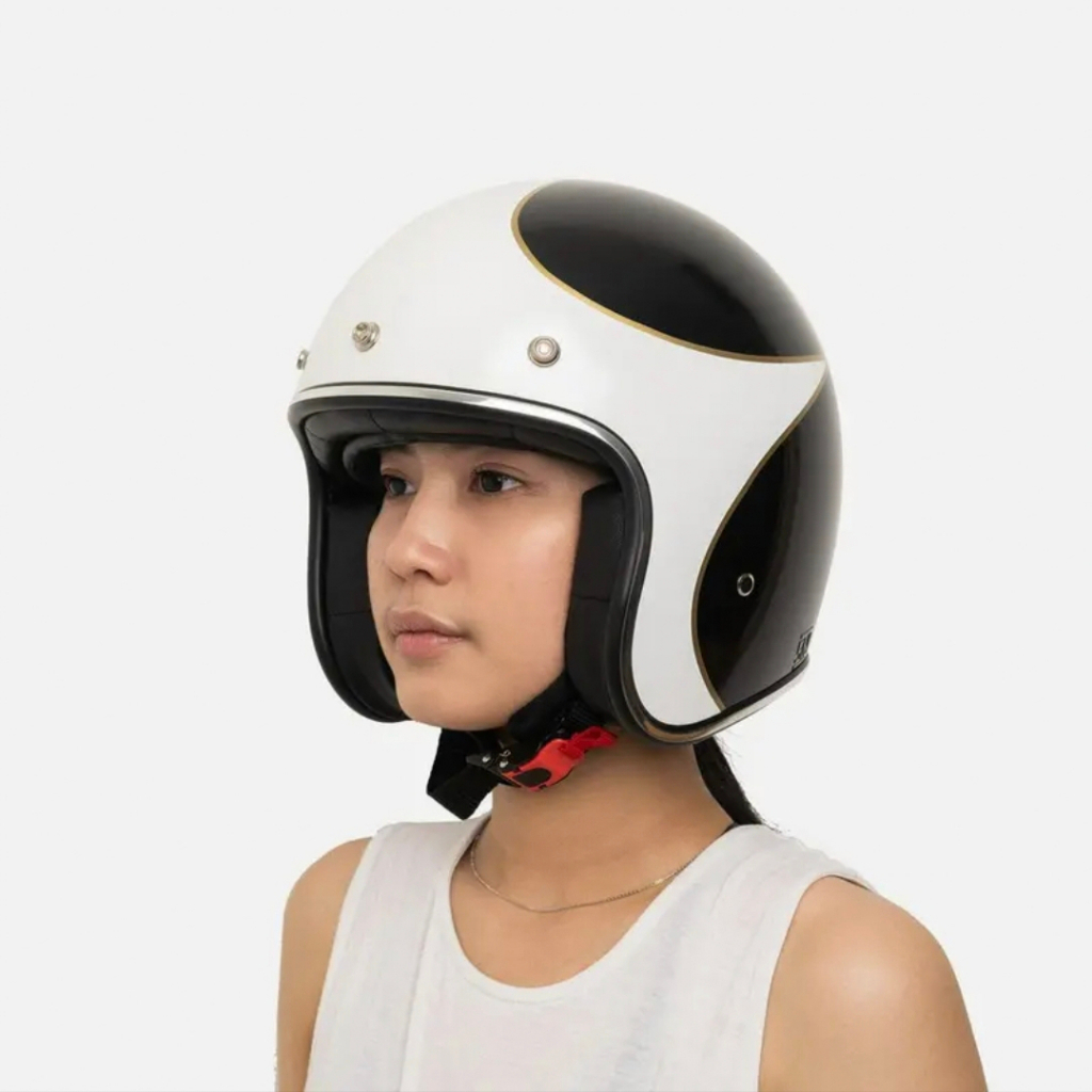 Helm Bogo Retro KBS / Emerlad White Lis Chrome / Helm PREMIUM Untuk Pria Dan Wanita Dewasa COD