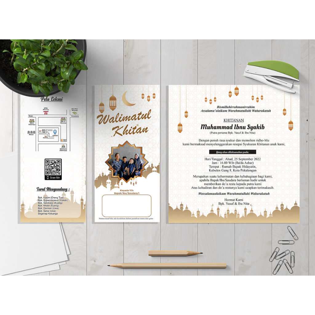 Undangan Khitan / Sunatan / Walimatul Khitan Model Islami Free foto Denah undangan digital dll