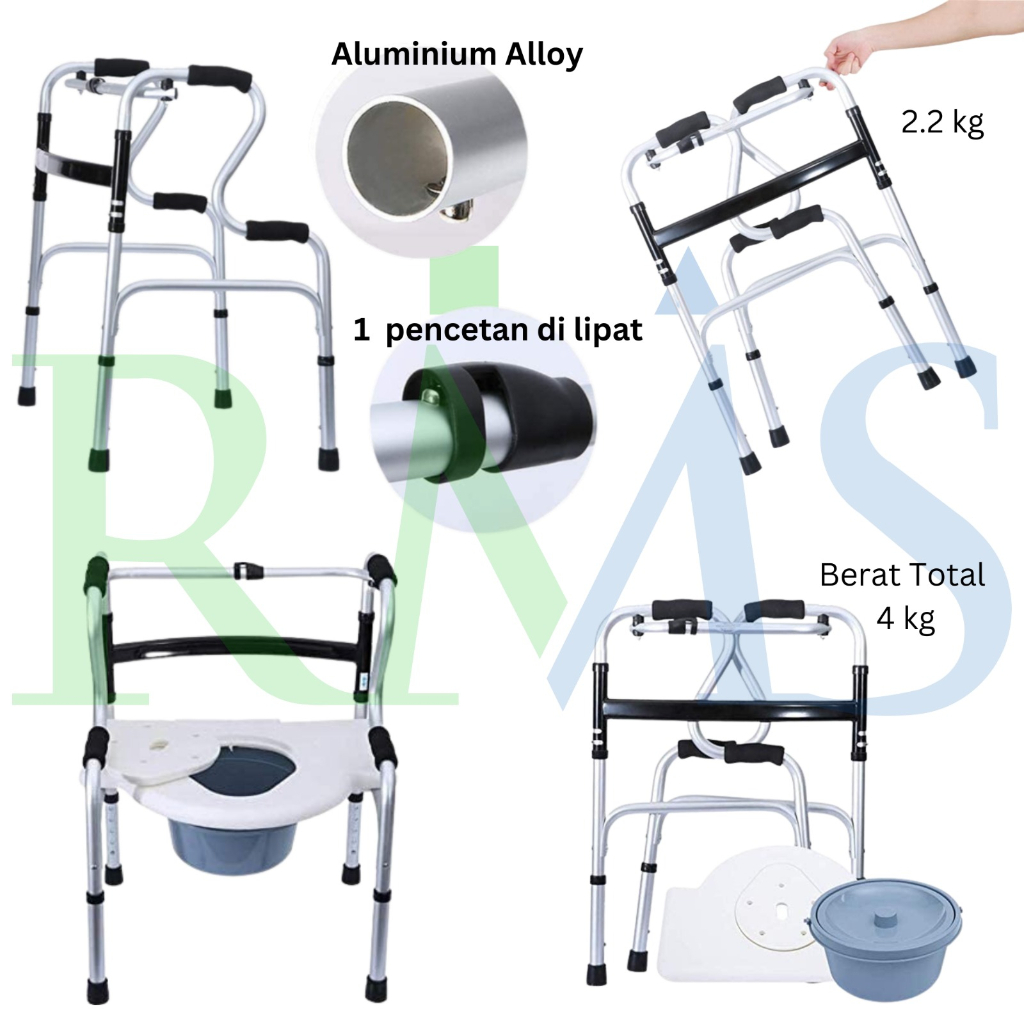 Kursi mandi lansia 5 in 1 WKR964L RMS / Multifunction Shower Chair Commode Chair / Walker 5 in 1 Exclusive