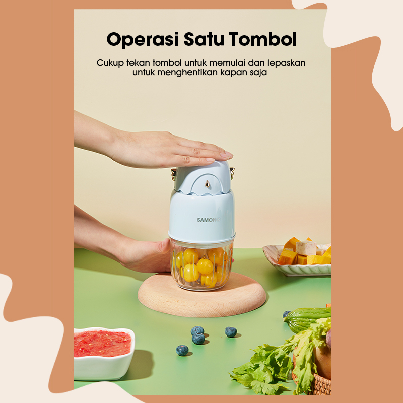 Samono 150W Food Chopper Multifungsi Mpasi 300ML Portable Stainless Steel Anti Karat SW-C150
