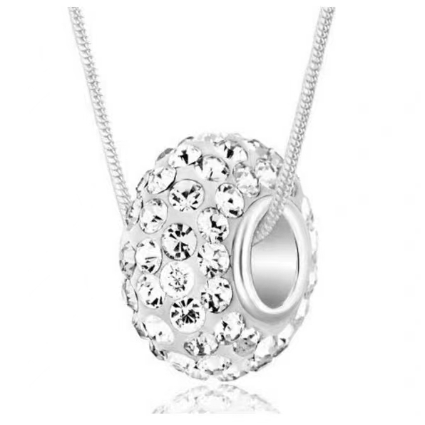 Gaya baru Kalung Titanium dengan Bandul Bola Crystal Kalung Fashion Import Wanita Model Bola Kristal