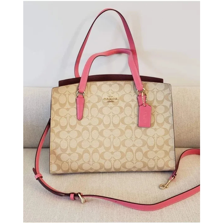 COACH  4075  Ladies Double Layer Middle Zipper Handbag Shoulder Bag Diana Bag Briefcase Crossbody Bag   clb