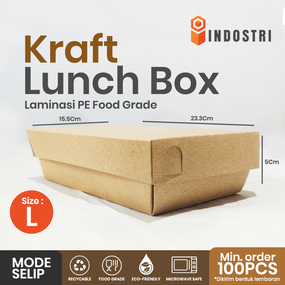 

Lunch Box Paper Kraft Coklat Laminasi Ukuran L Tebal 290 gsm