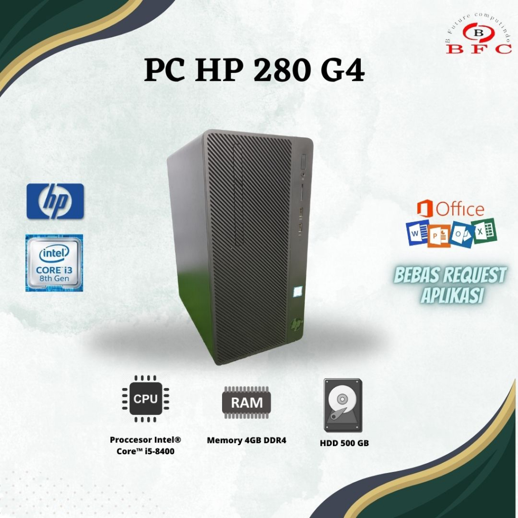 PC SIAP PAKAI  HP 280 G4 MT core i5 8400 RAM 4 GB HDD 500 GB  MURAH