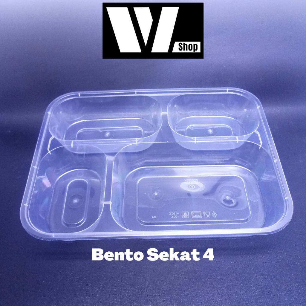 Kotak Bento 4 Sekat Thinwall Klir Tempat Makanan Plastik Kotak Makan Tutup WL Shop Thin Wall