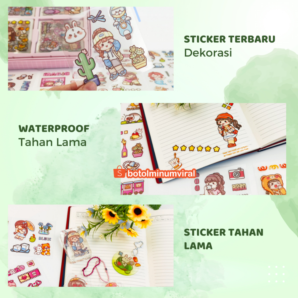 Sticker Viral 100 Pcs Korea Momo Teatime Aesthetic Deco Tahan Air