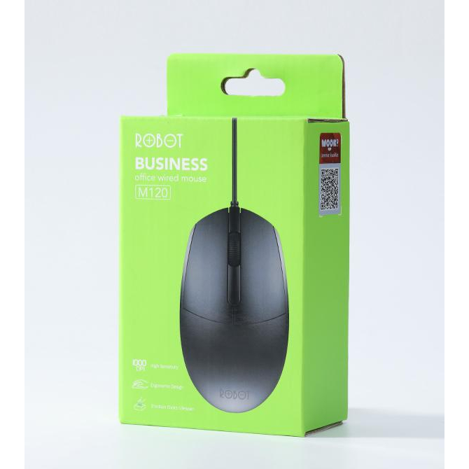 Mouse Wired ROBOT M120 2.4GHz Optical 1600DPI dengan Receiver USB untuk PC Laptop Original - Garansi 1 Tahun