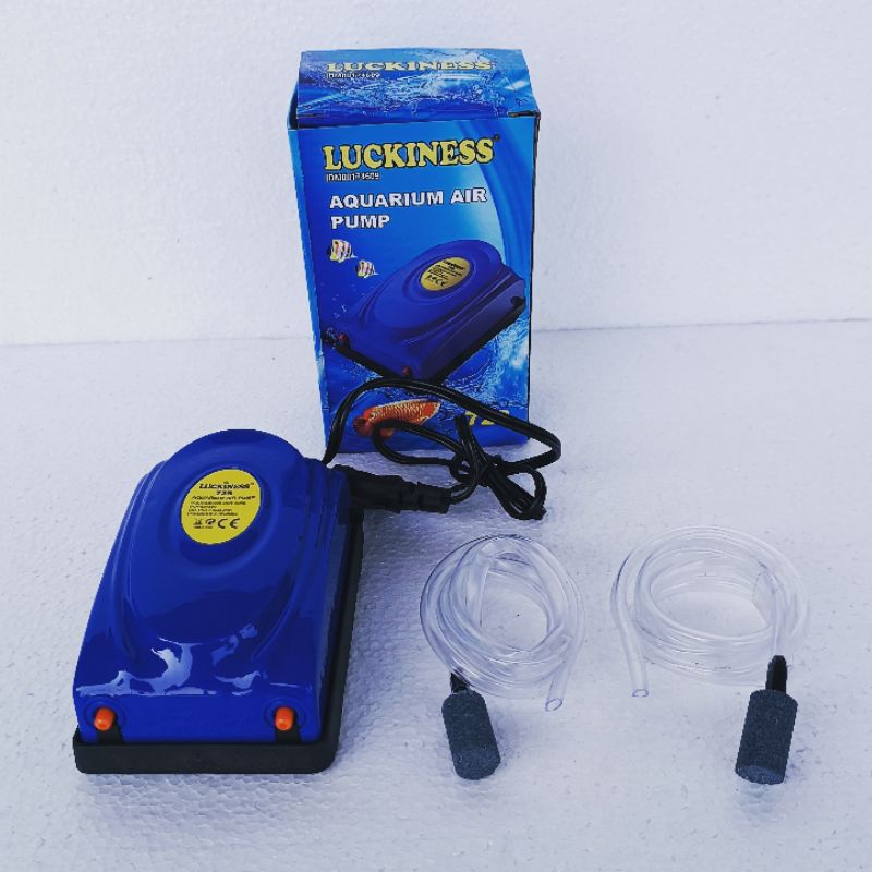 PAKET LENGKAP LUCKINESS  728  aerator lubang 2 aquarium airpump air pump akuraium full set komplit mesin gelembung udara