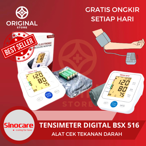 TENSIMETER DIGITAL OTOMATIS BSX 516 SINOCARE ALAT CEK TEKANAN DARAH OTOMATIS ARM MONITOR BSX-516 - SINOCARE