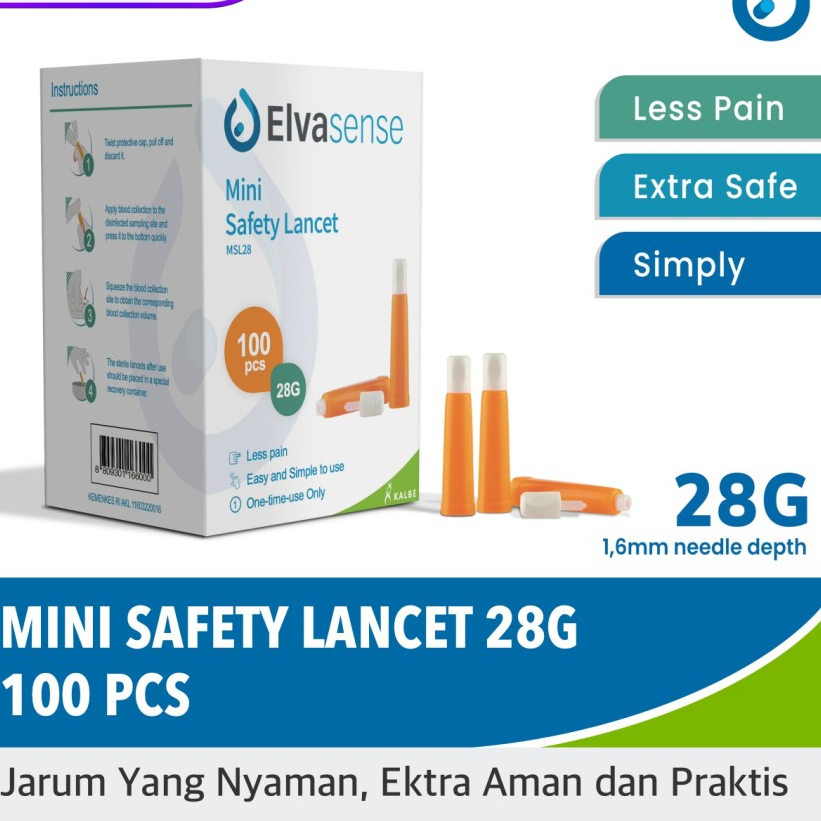 Elvasense Mini Safety Lancet 28G - Blood Lancet Elvasense Jarum Lancet - Elvasense Blood Lancet