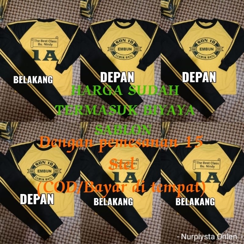 (Request sablon)stelan Seragam baju olahraga Anak sekolah SD tangan panjang (SABLON) Warna pilih sesuai di entalse toko minimal 15 ste