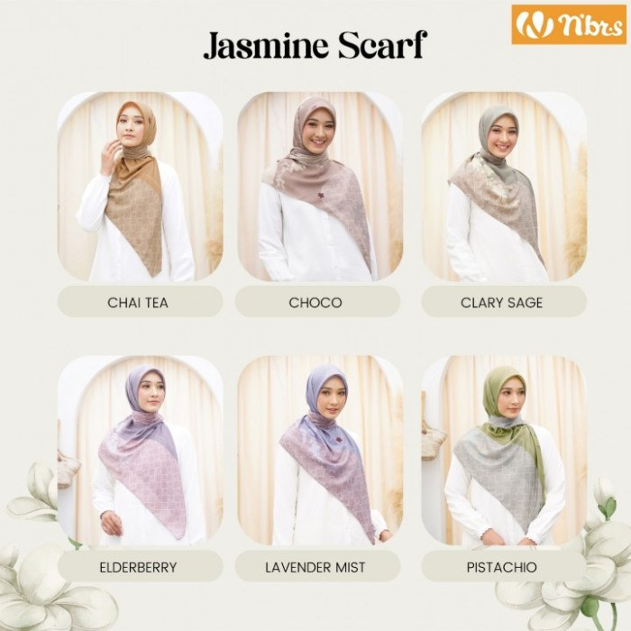 NIBRAS JASMINE SCARF JILBAB SEGI EMPAT MOTIF VOAL