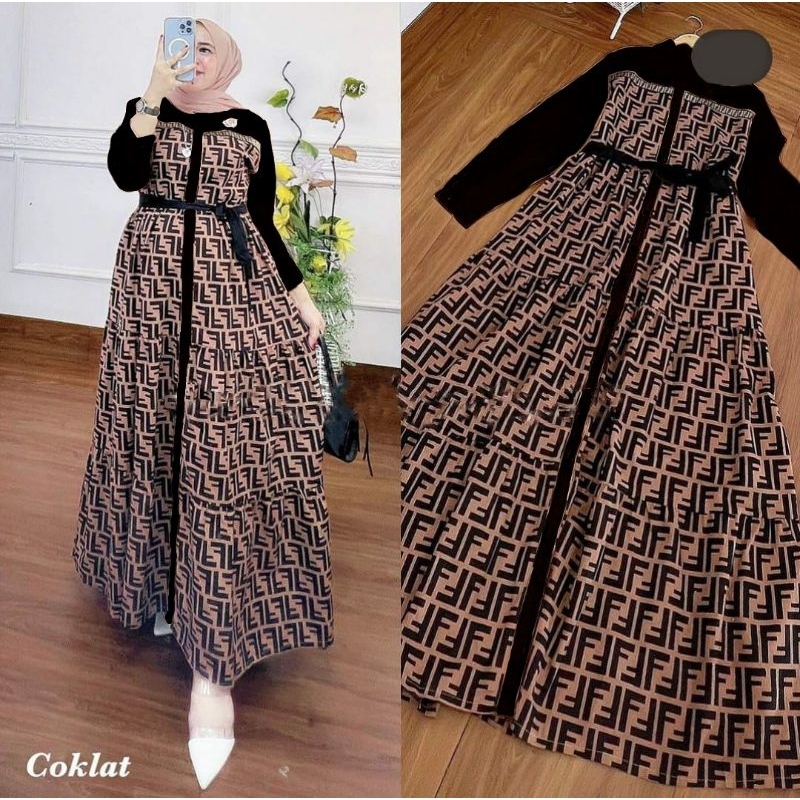 GAMIS PESTA ELEGAN MEWAH MOTIF FF/GAMIS KONDANGAN TERBARU 2024