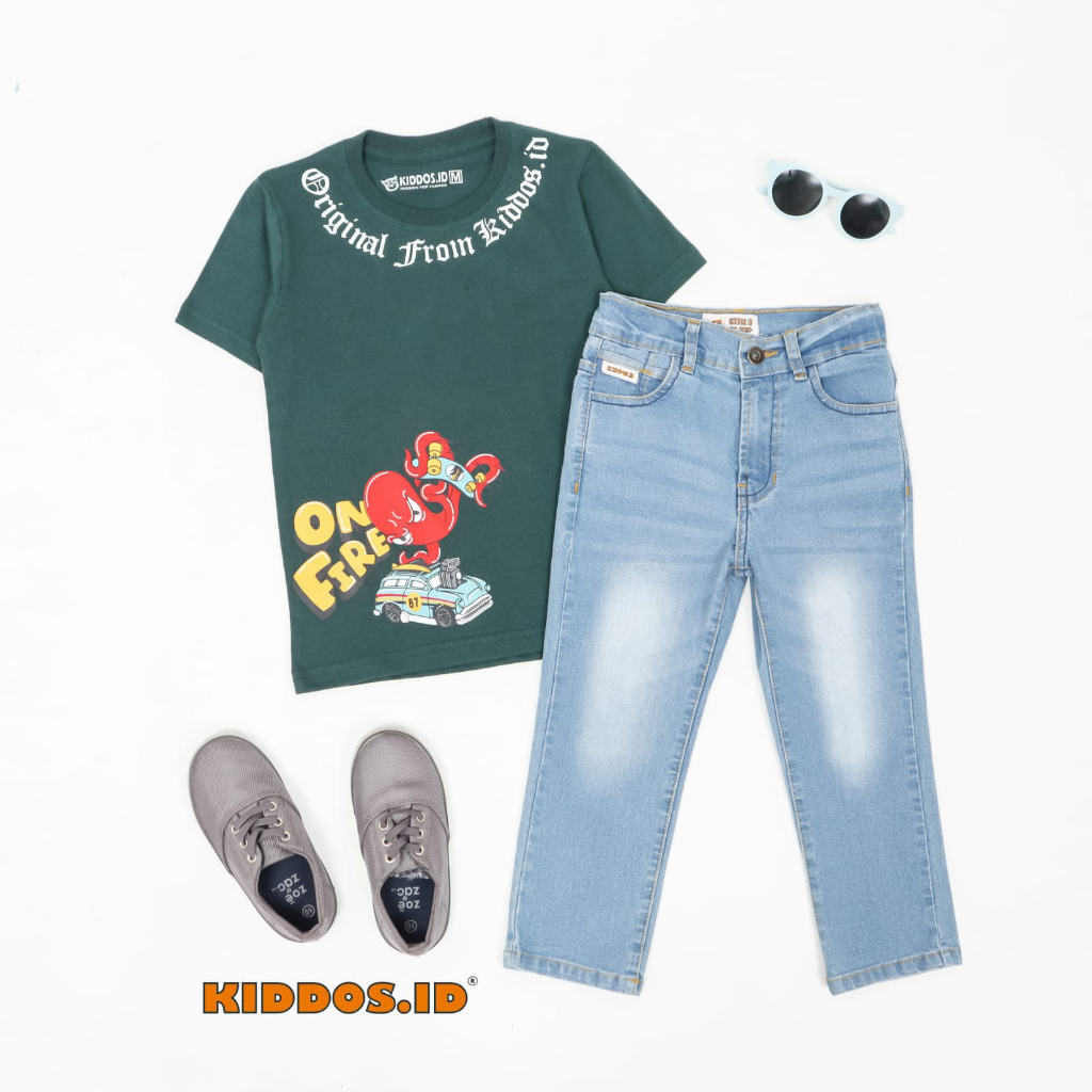 Setelan Kaos Anak Celana Panjang Denim Anak Laki Laki ON FIRE OCTOPUS KIDDOS.ID