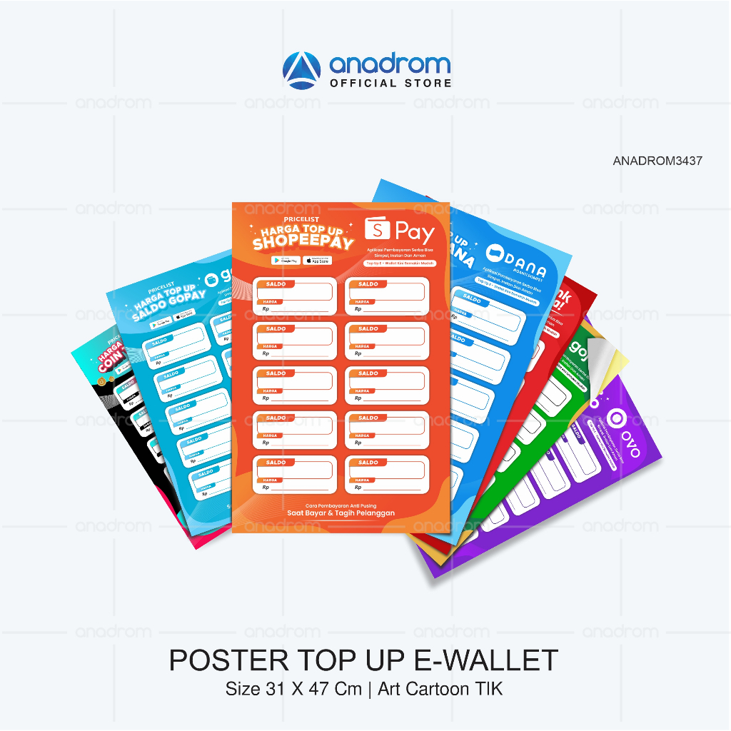 

Poster Daftar Harga Top Up E-wallet | Poster Hiasan Konter Ponsel | Anadrom 3437