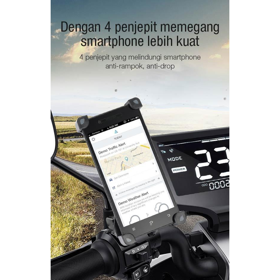 ROBOT RT-MH02 Phone Stand Car Holder Motor Holder - Garansi Resmi 1 Tahun