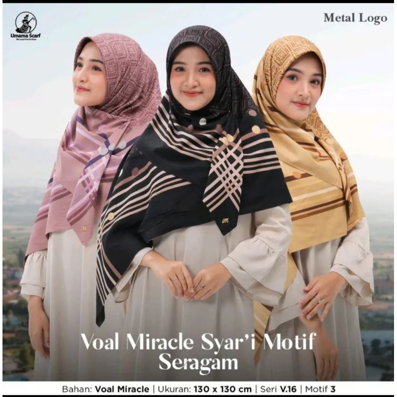 kerudung segiempat umama miracle syar'i ukuran 130/hijab syar'i/voal umama 130