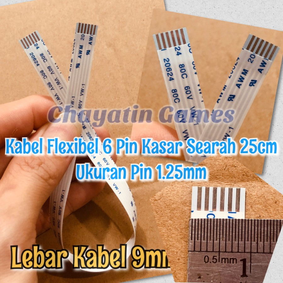 Kabel Flexibel 6 Pin Lebih Kasar Searah Panjang 25cm Ukuran Pin 1.25mm