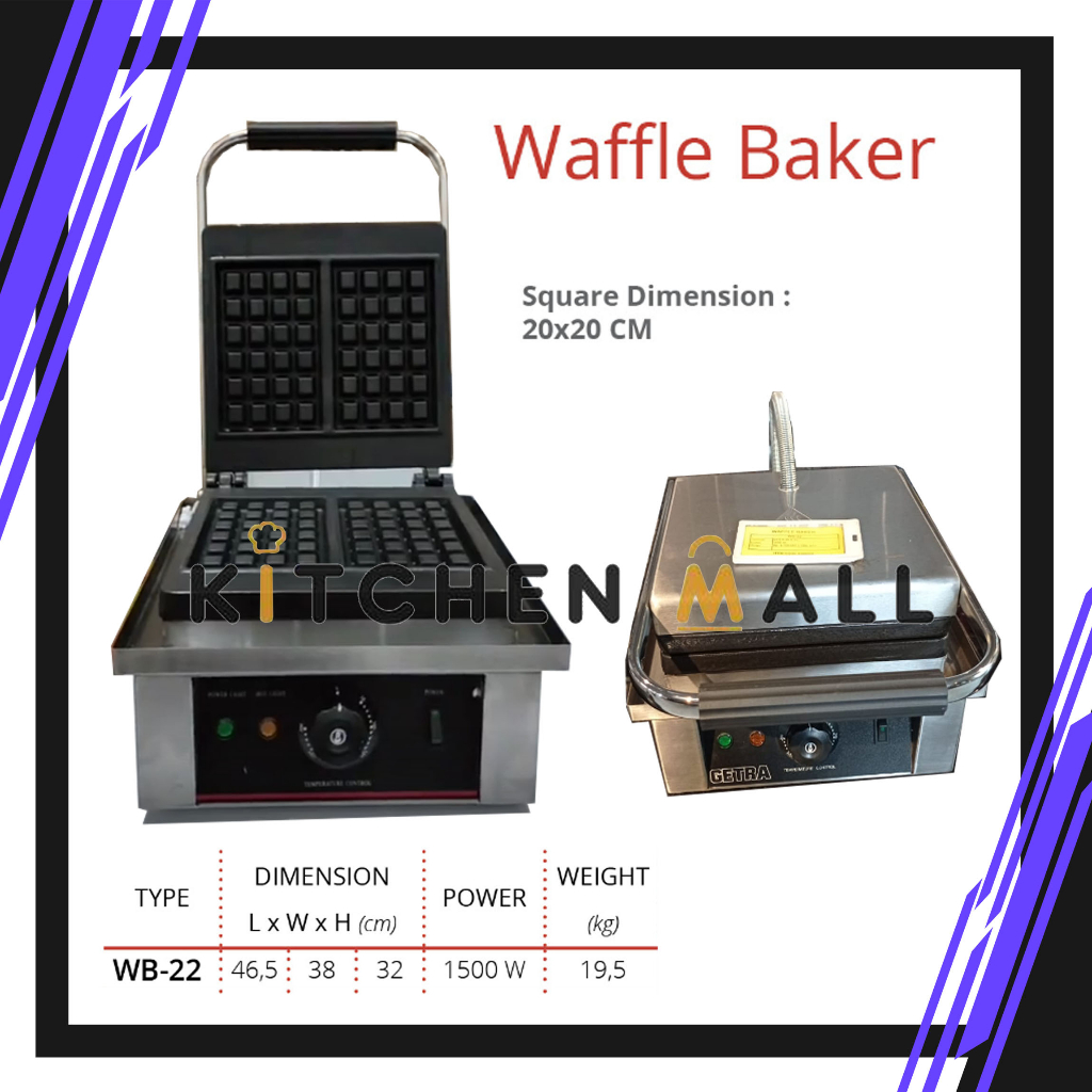 Getra WB-22 waffle baker - mesin waffle berbentuk kotak