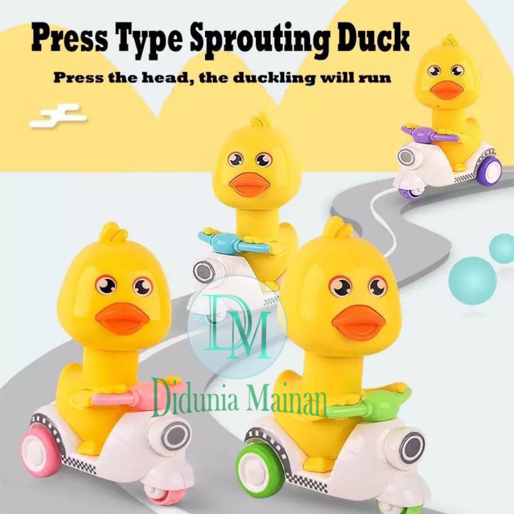 Mainan lucu anak press cute scooter karakter bebek beruang