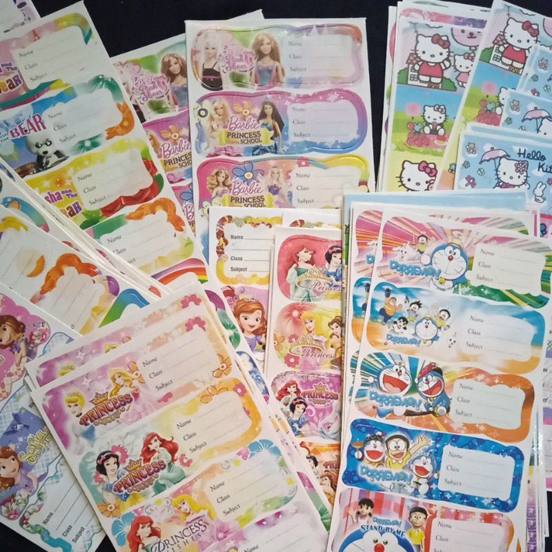 

stiker buku tulis nama pelajaran tugas hello kitty frozen sticker eceran satuan kartun barbie sofia doraemon princess masha and the bear hello kitty frozen