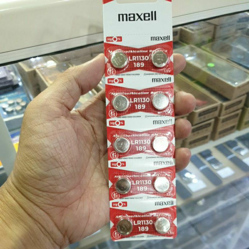 Baterai Batre Bateray LR1130 189 LR 1130 maxell merah original Harga per lembar