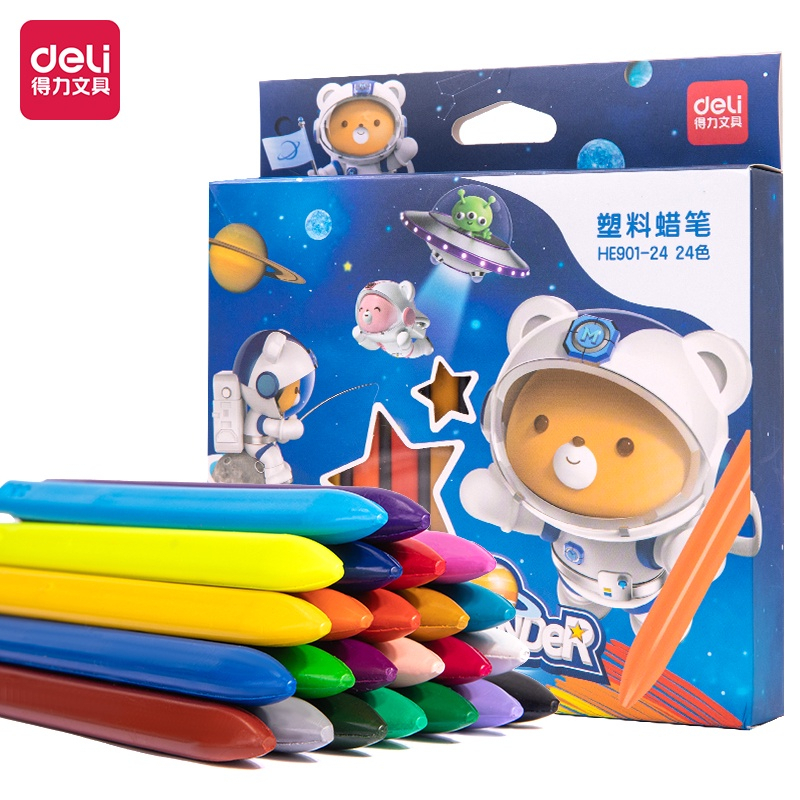 

DELI007 Plastic Crayon Plastik 12 24 36 Tidak Mengotori Tangan Ergonomis Tidak Beracun