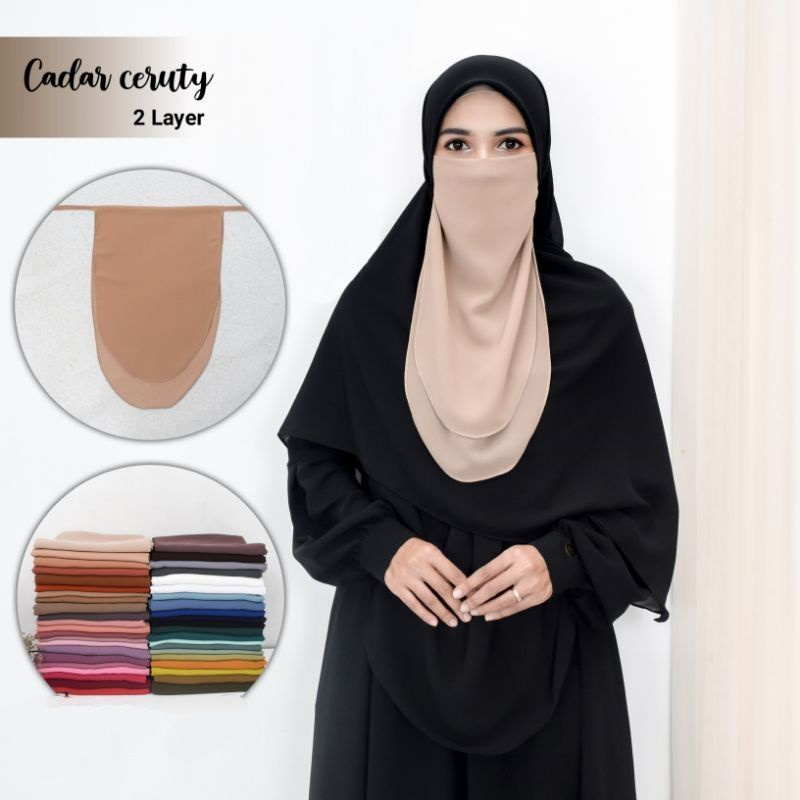 Sumber - CADAR TALI 2 LAYER NIQAB BAHAN DIAMOND CERUTY 40X35 Niqob Best seller MURAH