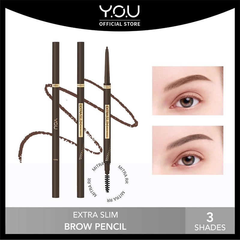 YOU Extra Slim Eyebrow Pencil High Pigment dan Long Lasting Waterproof | Pensil Alis Tahan Air