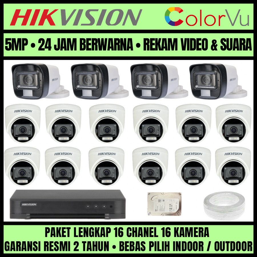 [REQUEST] PAKET CCTV HIKVISION COLORVU 5MP 16 CHANNEL 16 CAMERA KAMERA CCTV