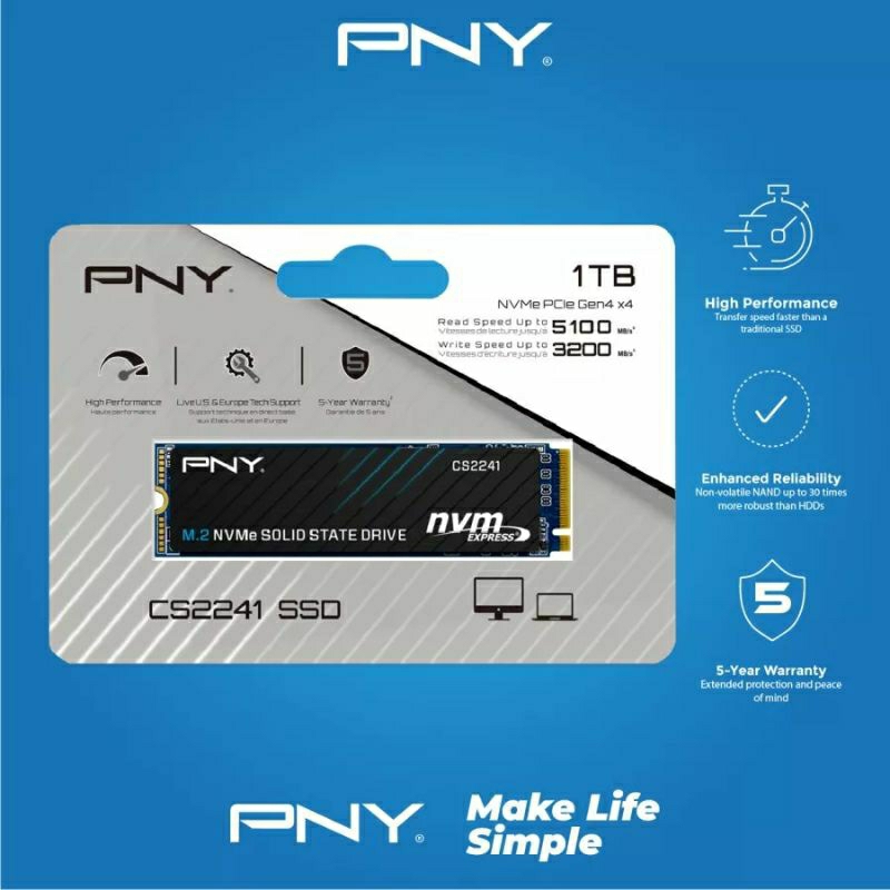 PNY SSD 1TB M.2 NVME CS2241 PCIe Gen4.0