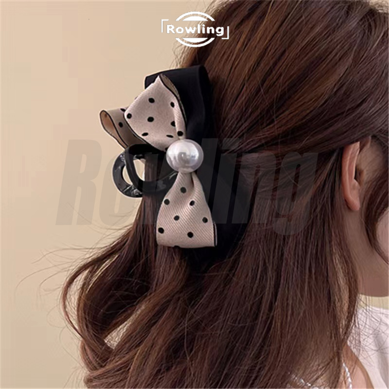 ROWLING (R -60) Jepit Rambut Pita  Polkadot Hitam Untuk Wanita Import