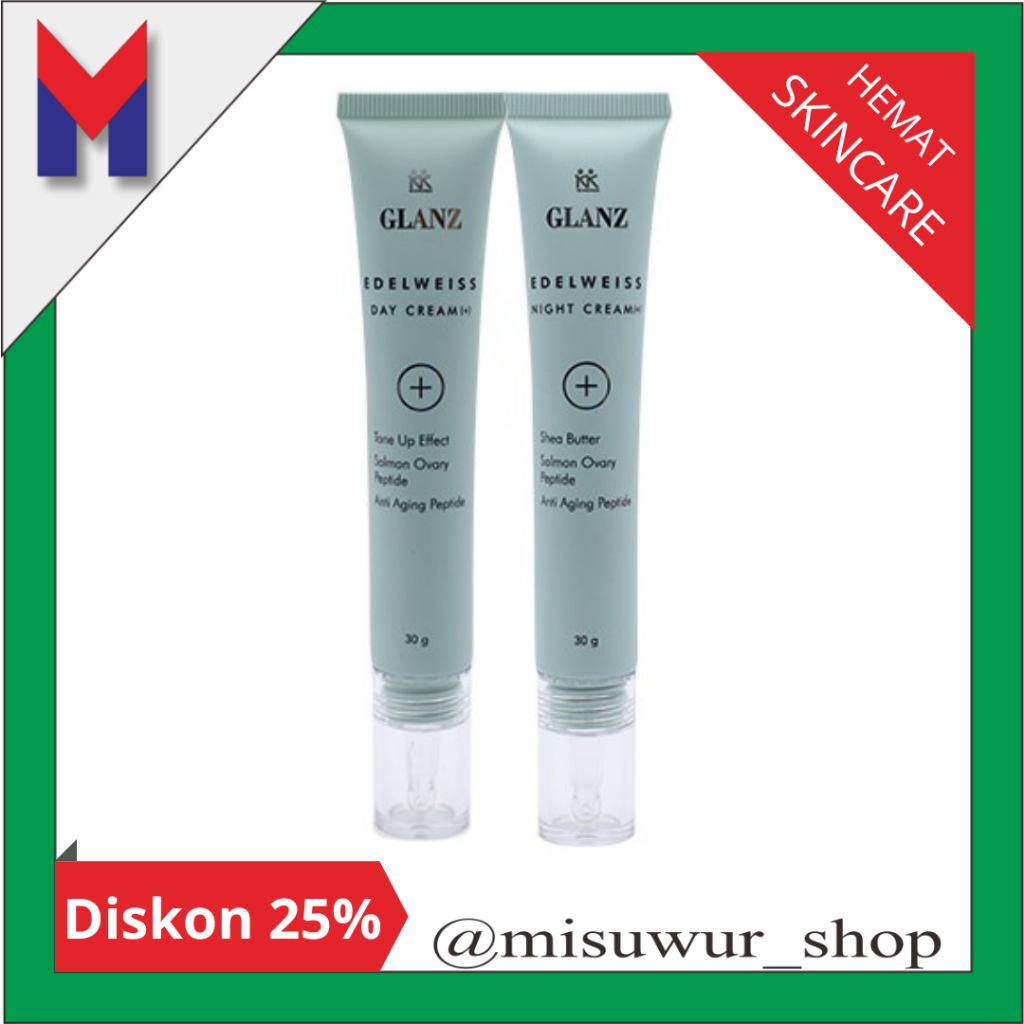 Paket Hemat Glanz Edelweiss Day Cream dan Night Cream KK Indonesia Regenerasi Sel Kulit Kelembaban K