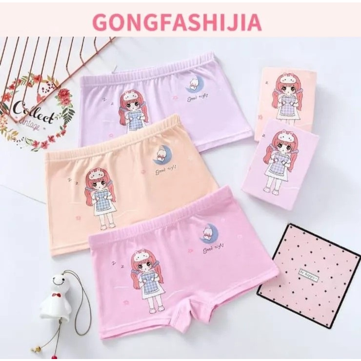 LUSINAN!! Celana Dalam Anak Perempuan GONGFASHIJIA - Boxer Anak Cewek Bahan Super Halus - Dalaman Anak IMPORT / Murah 3 , 6 dan 1 Lusin