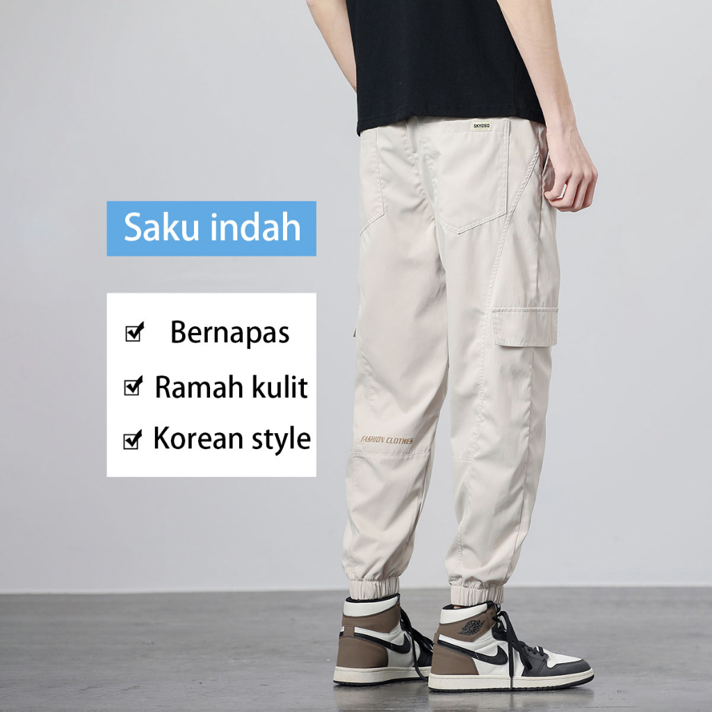 Celana Cargo Pria hitam Celana Panjang Pria Murah Korean Style Celana Joger Kulot Santai Pria Oversize Sweatpants Jogger Unisex Loose Straight Pants