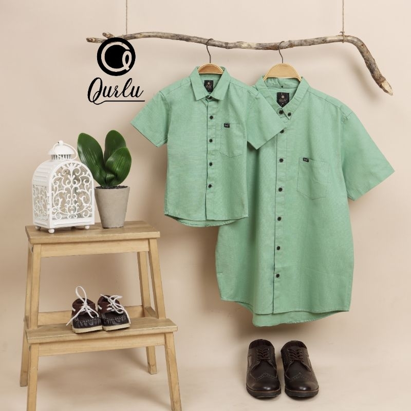 Qurlu - Kemeja KERAH FORMAL SAGE GREEN / HIJAU MUDA dewasa/anak