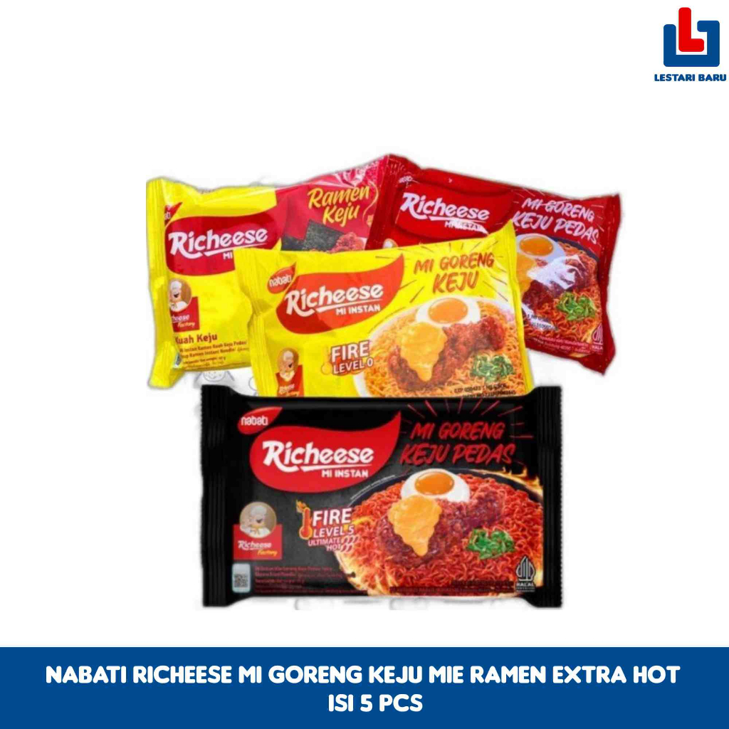 

Nabati Richeese Mi Goreng Keju Mie Ramen Extra Hot Isi 5 pcs
