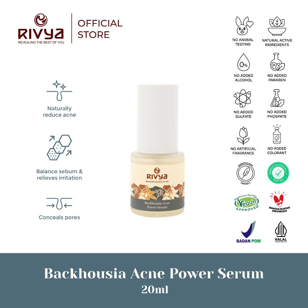 RIVYA Backhousia Acne Power Serum 20ml Serum Untuk Jerawat Aman Untuk  Busui dan Bumil