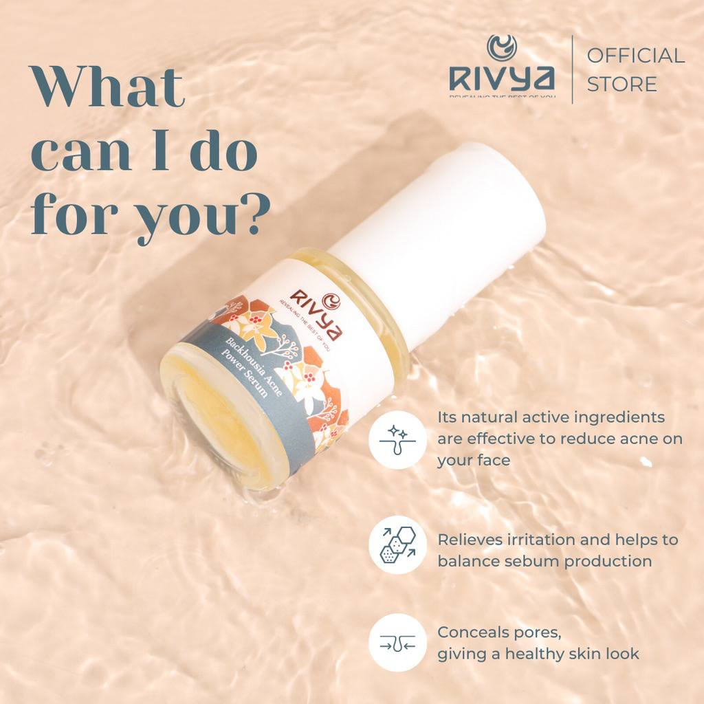 RIVYA Backhousia Acne Power Serum 20ml Serum Untuk Jerawat Aman Untuk  Busui dan Bumil